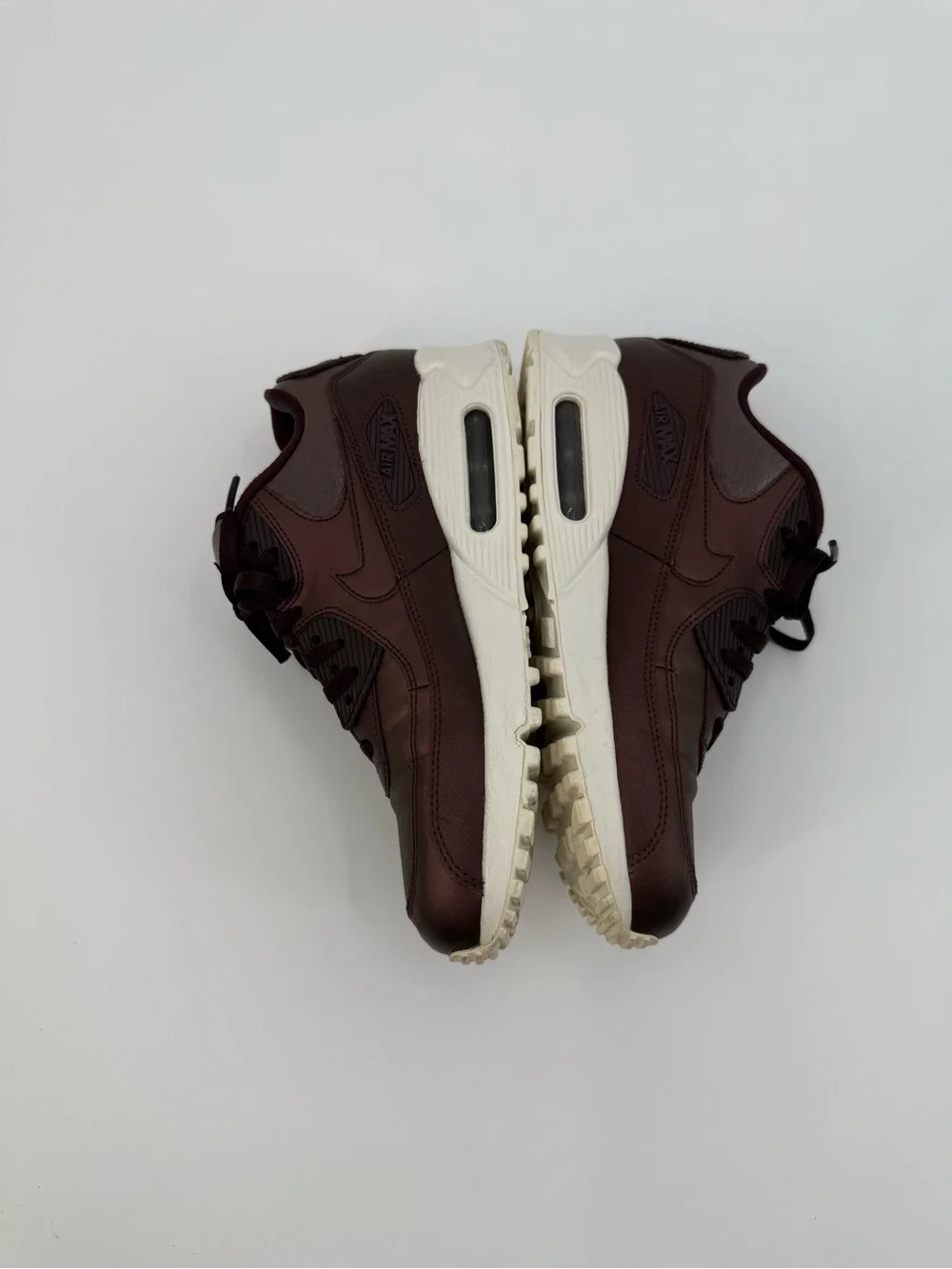 Nike Air Max 90 Metallic Mahogany Leather Sneakers Sporty Chic Casual Shoes